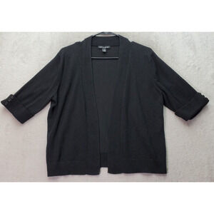Cable & Guage Cardigan‎ Sweater Women's Large Black Rayon Long Sleeve Open Front